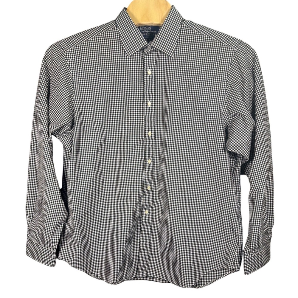 Polo Ralph Lauren Mens‎ XXL Curham Classic Fit Gingham Shirt Black White Cotton
